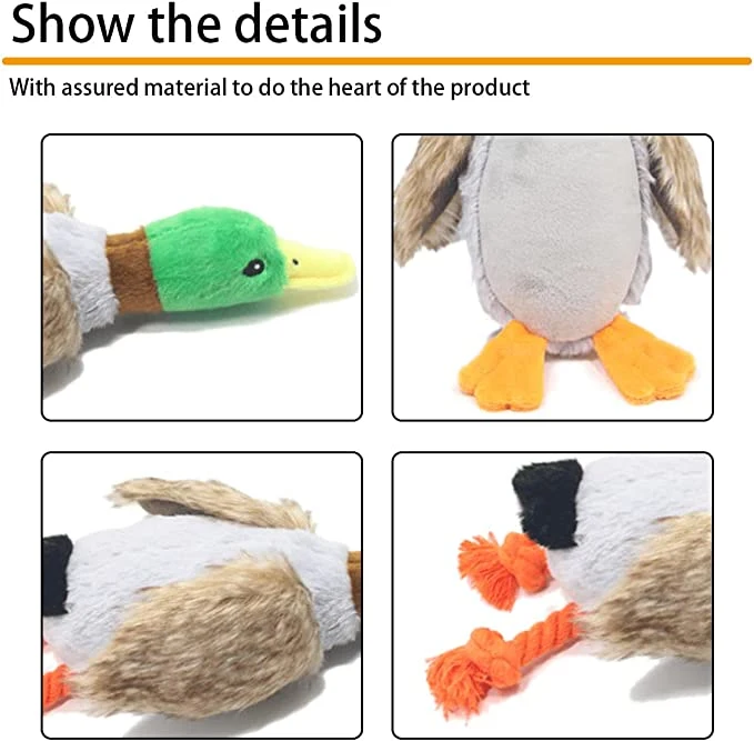 Duck Shape Squeak Dog Toys Stuffed Dog Chew Toys Rope Knots Plush Pet Toy