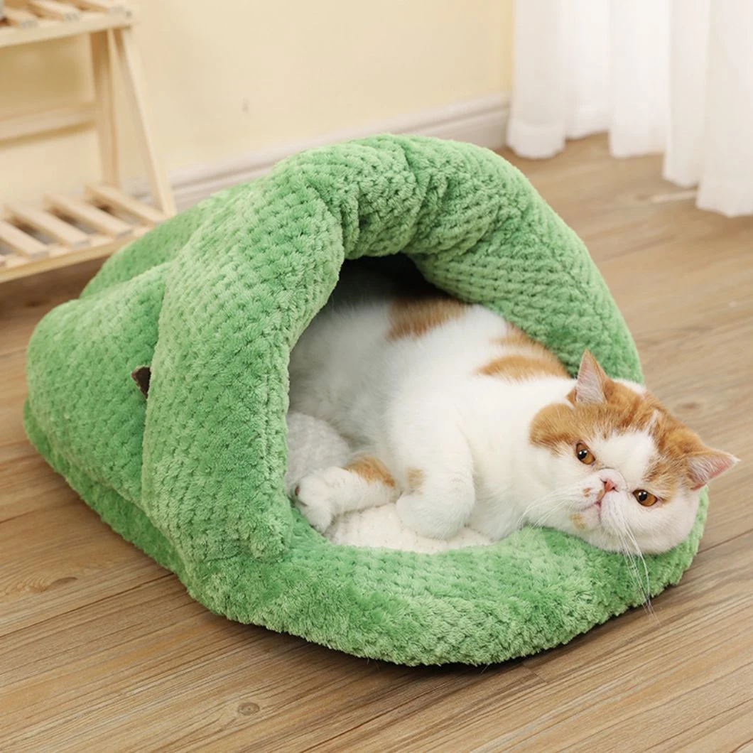 Green Cactus Warm Keeping Triangular Nest Autumn and Winter Full Closed Flower Round Cat Dog Bed