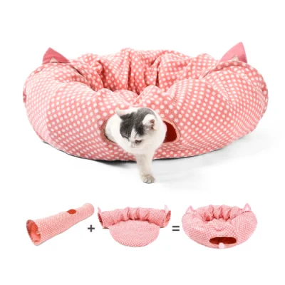 4 en 1 Pink DOT Sweet Style Pet Kitty Lit Amovible Pliable Chat Tunnel Lit