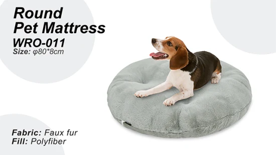 Matelas rond imperméable pour chien en fausse fourrure en polyfibre de fabricants