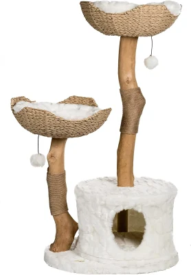 Tour d'arbre à chat moderne pour grands chats vraie branche luxe chat Condo bois chat tour chat arbre à gratter chat amoureux cadeau